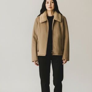 Liz Claiborne Women's Tan Shearling Collar Jacket size xl